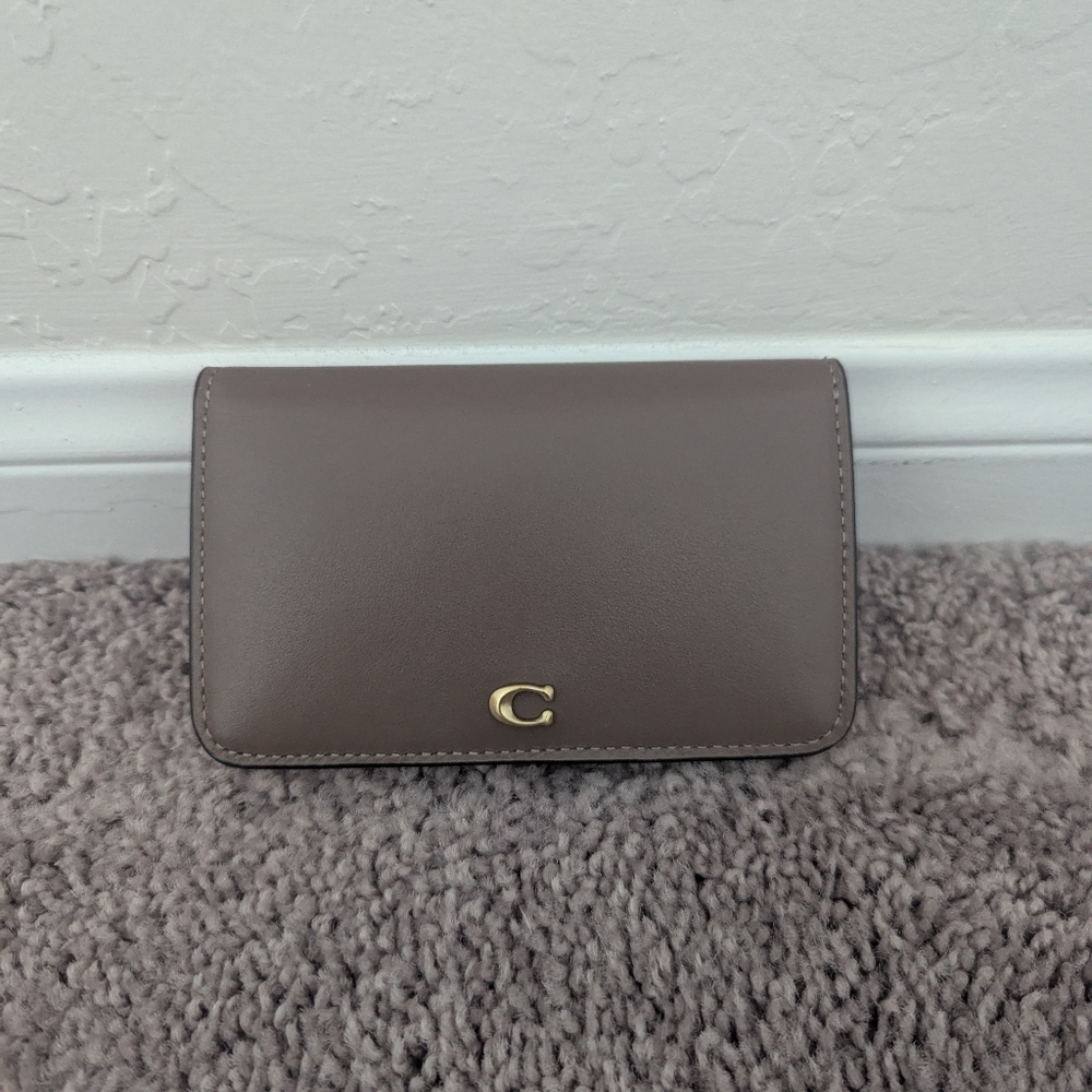 Coach Slim Card Case in Dark Stone